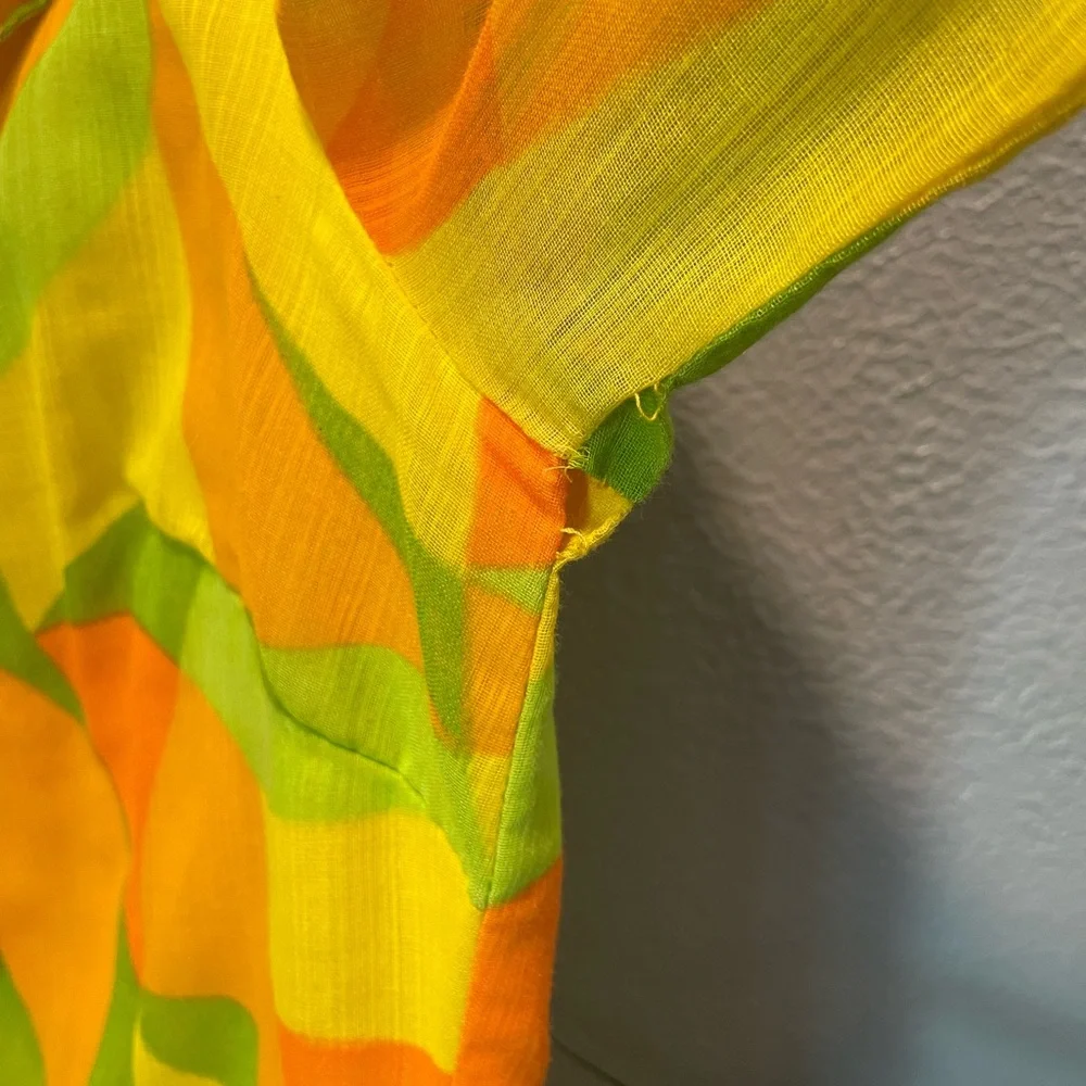 Vintage Mr. Bob of California Color Pop Ruffle Front Midi Dress - Picture 7 of 11